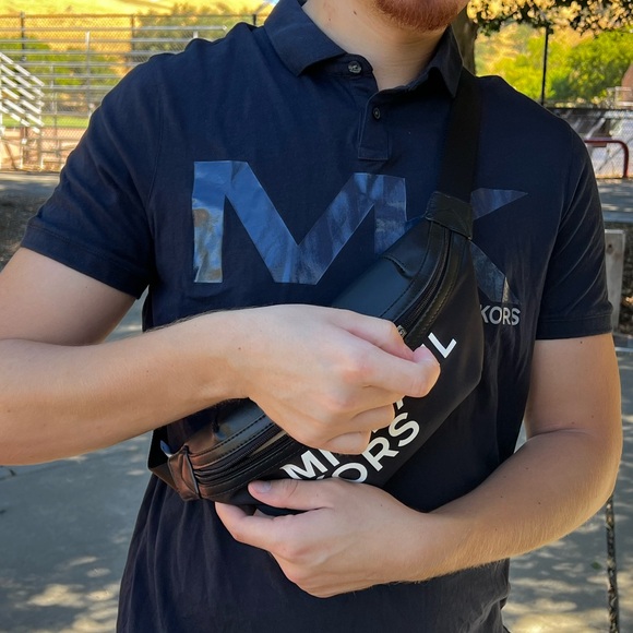 MICHAEL KORS MEN SIGNATURE LOGO POLO SHIRT TENNIS RUGBY NAVY BLUE MK CASUAL JOCK - Picture 9 of 16